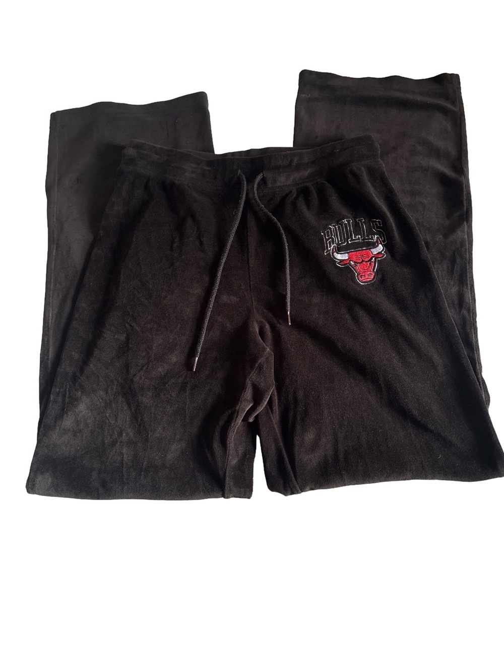 NBA Chicago Bulls Black Velour Straight Leg Sweatpants